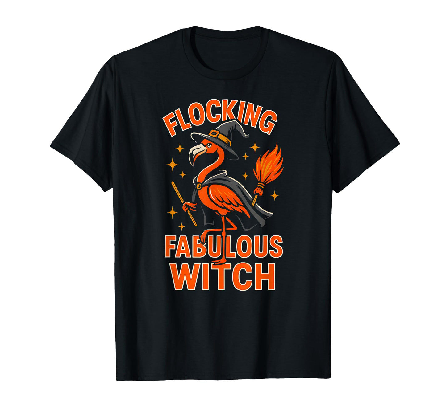 Flocking Fabulous Witch Flamingo Halloween Women's Spooky T-Shirt