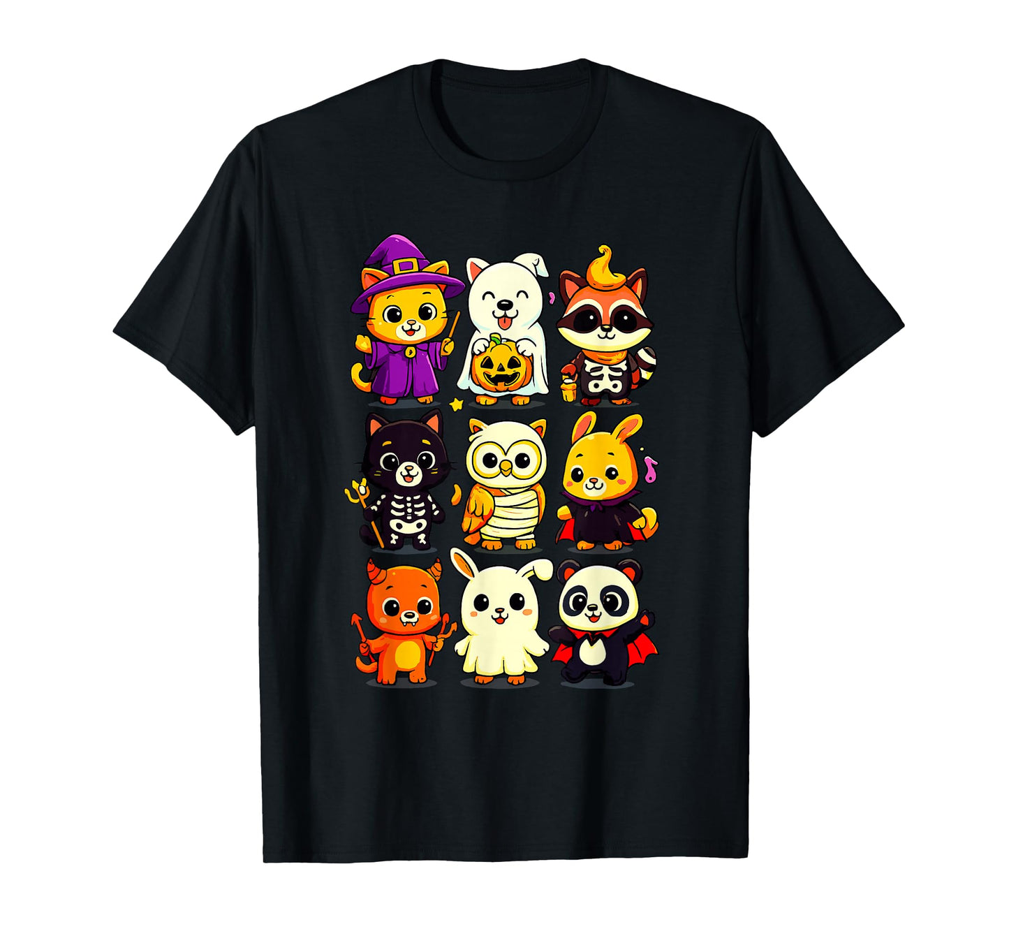 Kawaii Halloween Animals Cute Ghost Witch Vampire Costume T-Shirt