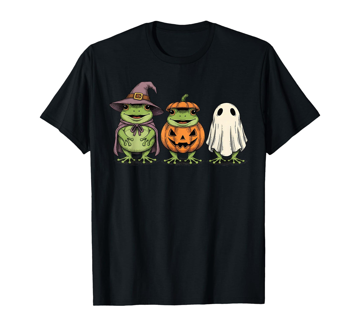 Spooky Ghost Frog Lover Pumpkin Halloween T-Shirt