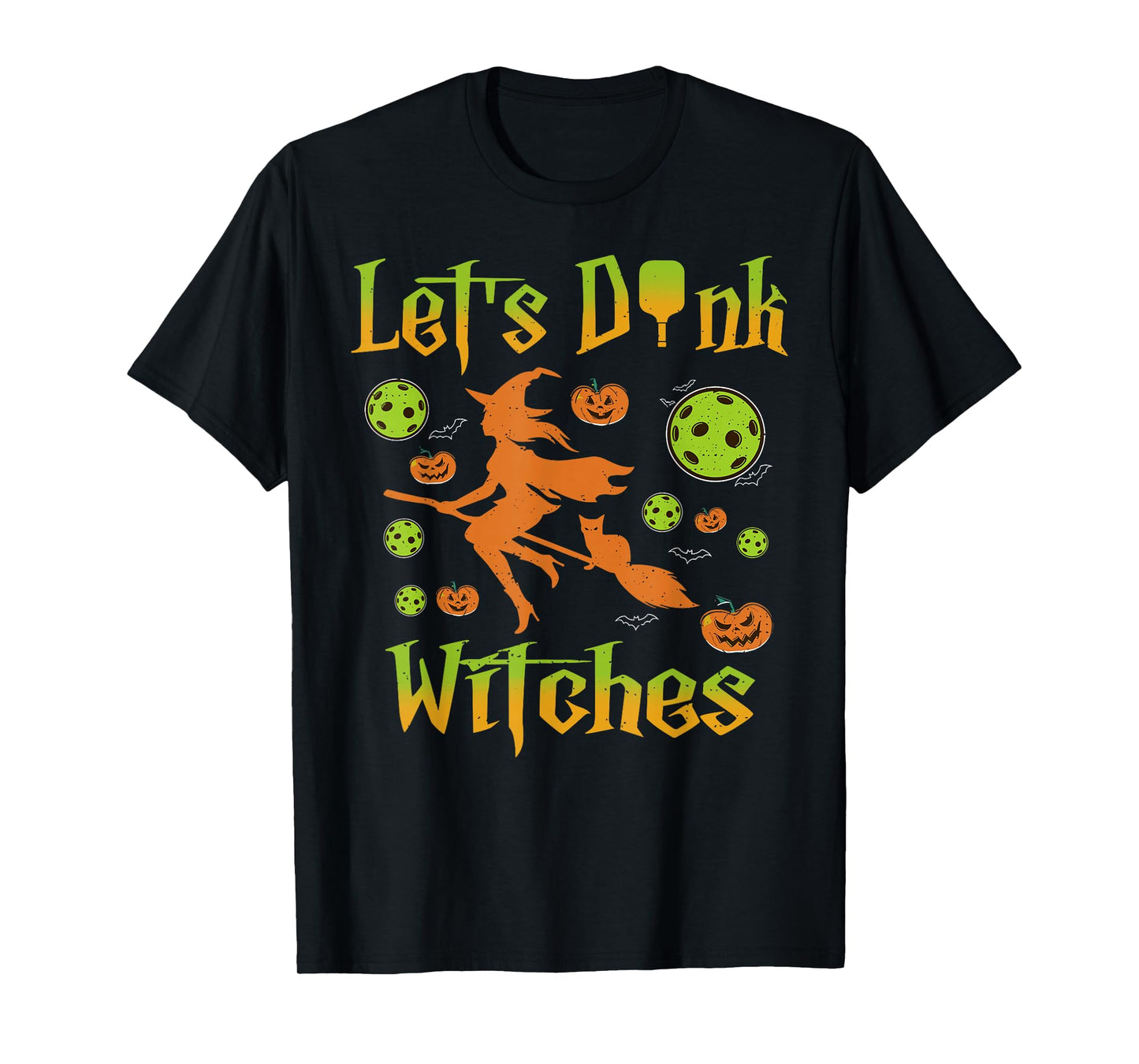 Vintage Lets Dink Witches Pickleball Halloween Season Women T-Shirt