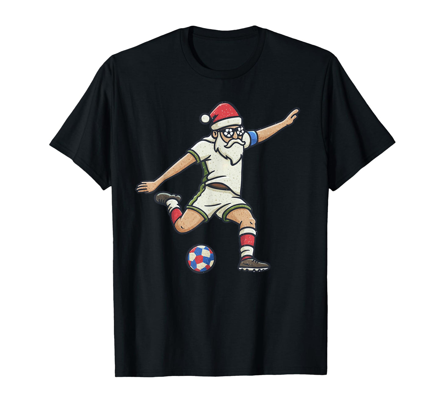 Santa Playing Soccer Christmas Vintage Funny Xmas Holiday T-Shirt