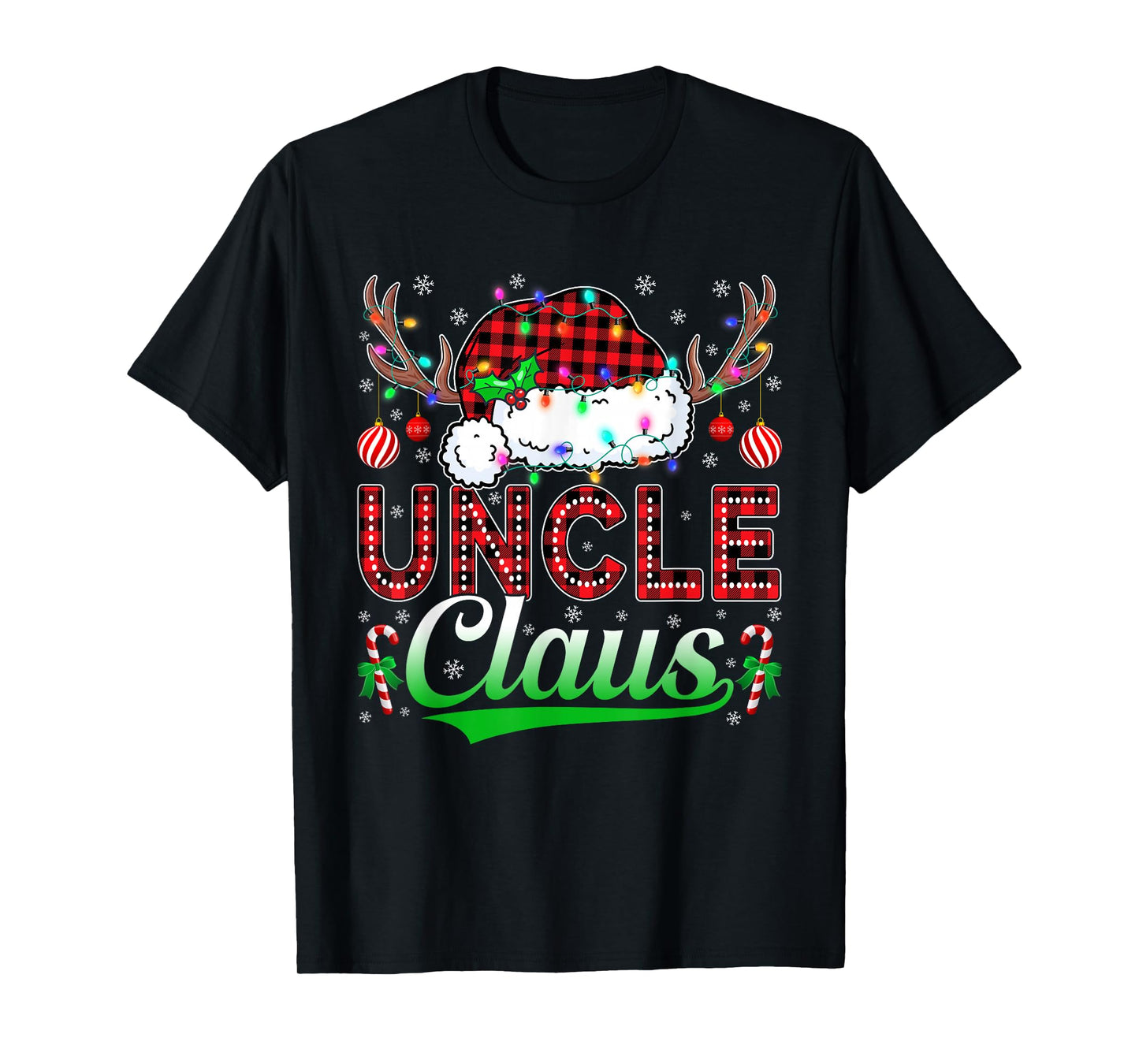Uncle Claus Christmas Lights Matching Family Xmas Pajama T-Shirt