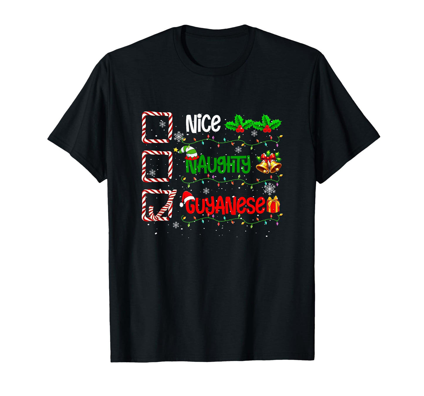 Nice Naughty Guyanese Christmas Colorful Costume Family T-Shirt