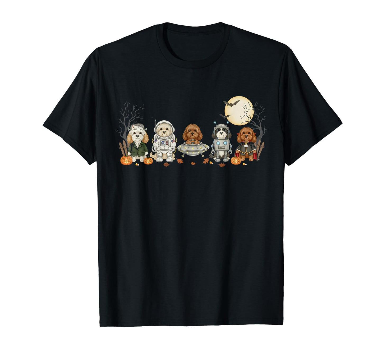 Spooky Cavapoo Dogs Ghost Witch Mummy Halloween Costume T-Shirt