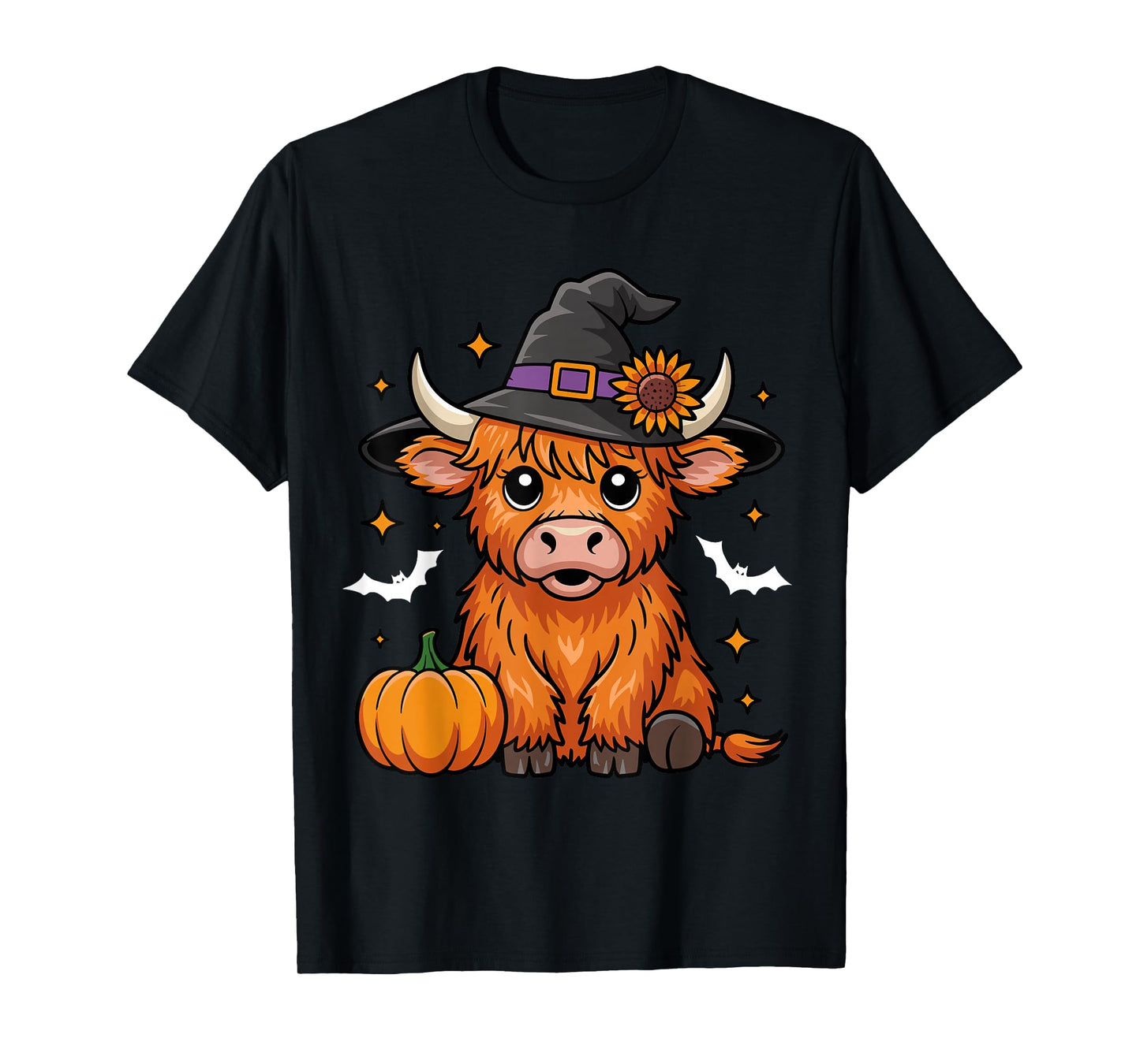 Halloween Highland Cow Witchy Cow Spooky Pumpkin Hello Fall T-Shirt