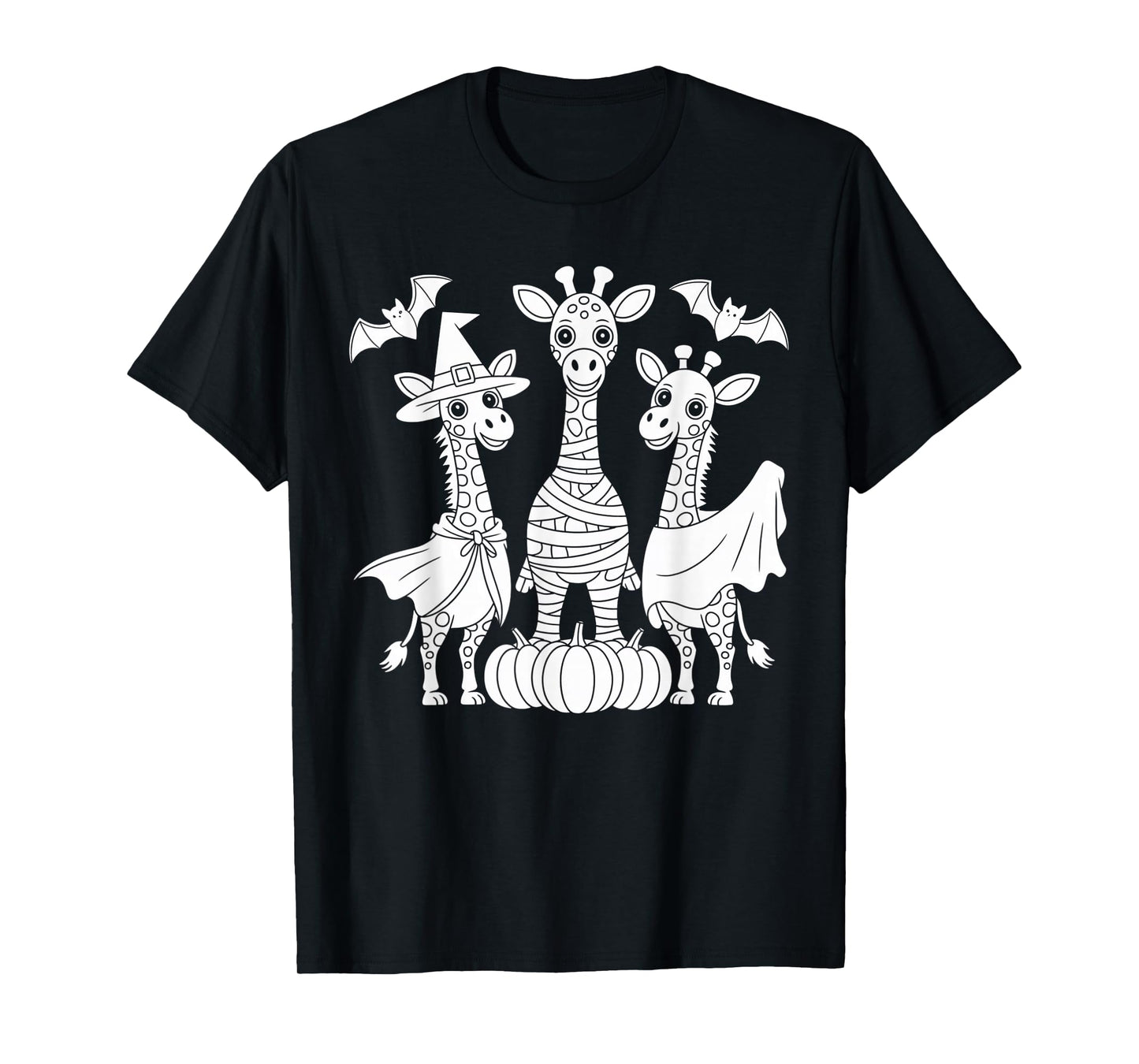 Funny Giraffe Mummy Witch Halloween Costume with Pumpkin T-Shirt