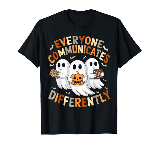 Everyone Communicates Differently Halloween Autism Teacher T-Shirt