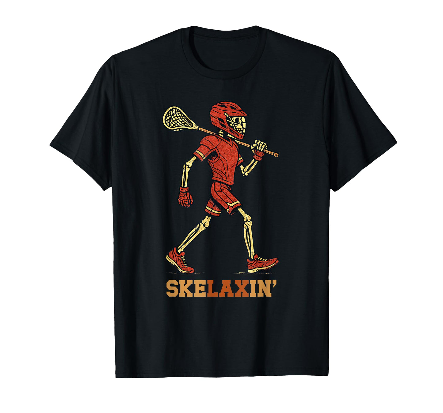 Skelexin' Lacrosse Stick Vintage Skeleton Halloween Lacrosse T-Shirt