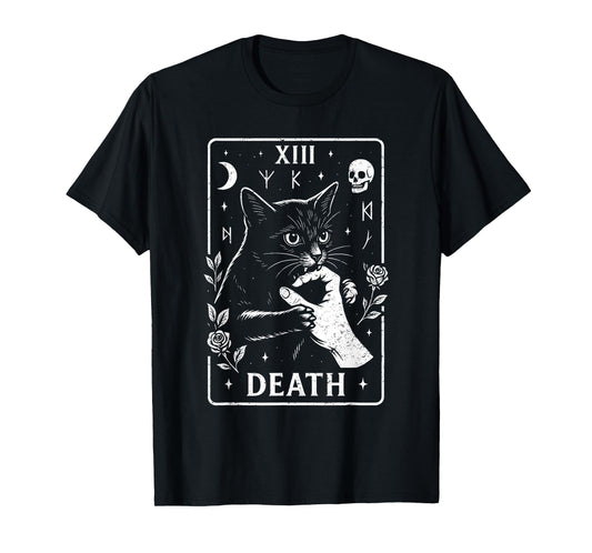 Death Cat Tarot XIII Occult Gothic Aesthetic T-Shirt