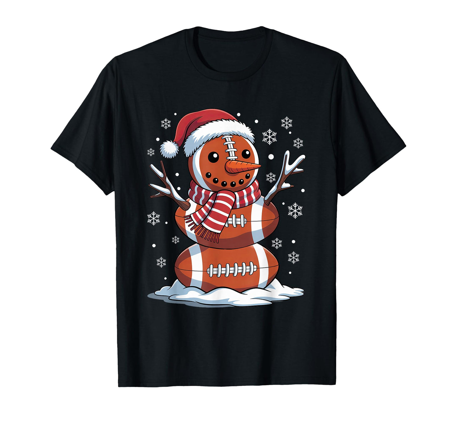 Cute Football Snowman Rugby Christmas Pajamas Women Men Kids T-Shirt