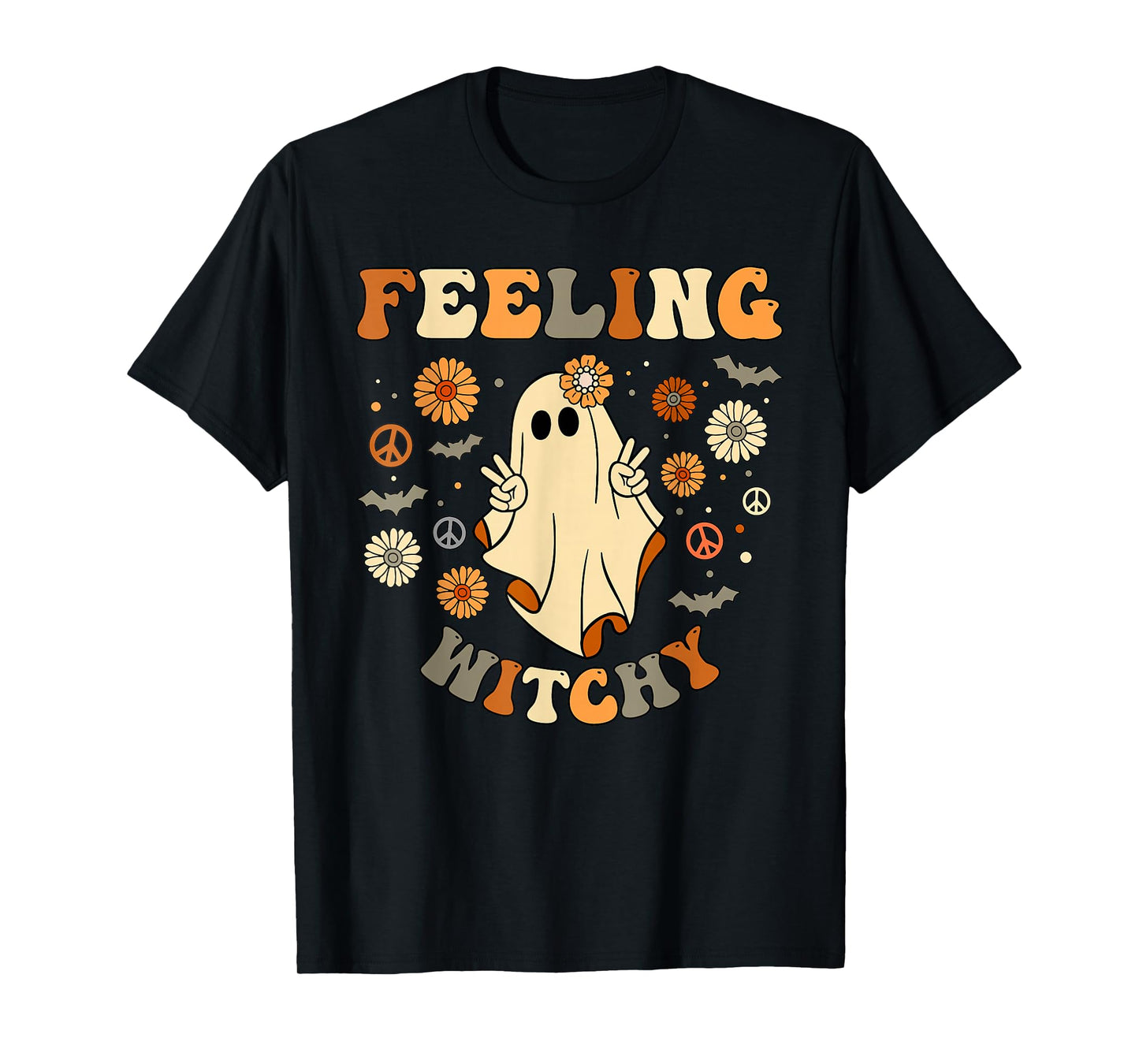 Feeling Witchy Groovy Ghost Halloween T-Shirt