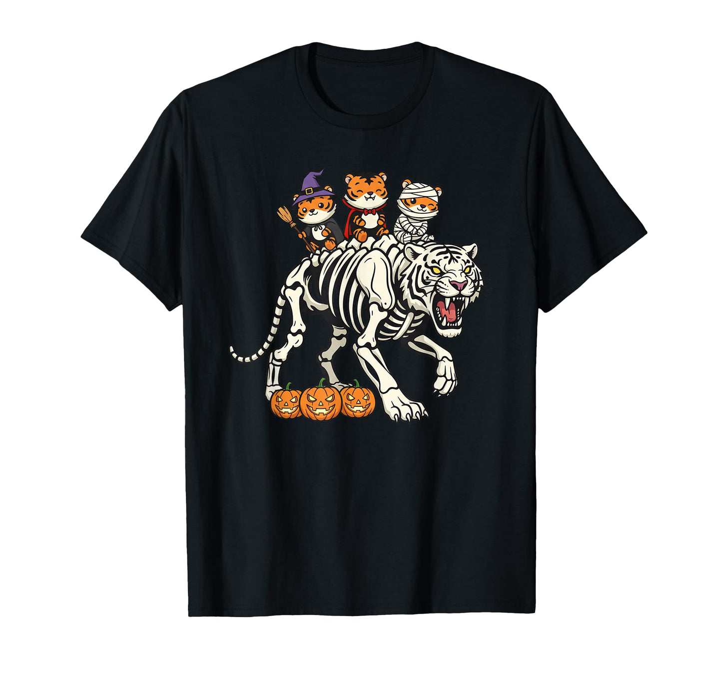 Funny Tiger Skeleton Mummy Witch Halloween Kids Mens Womens T-Shirt