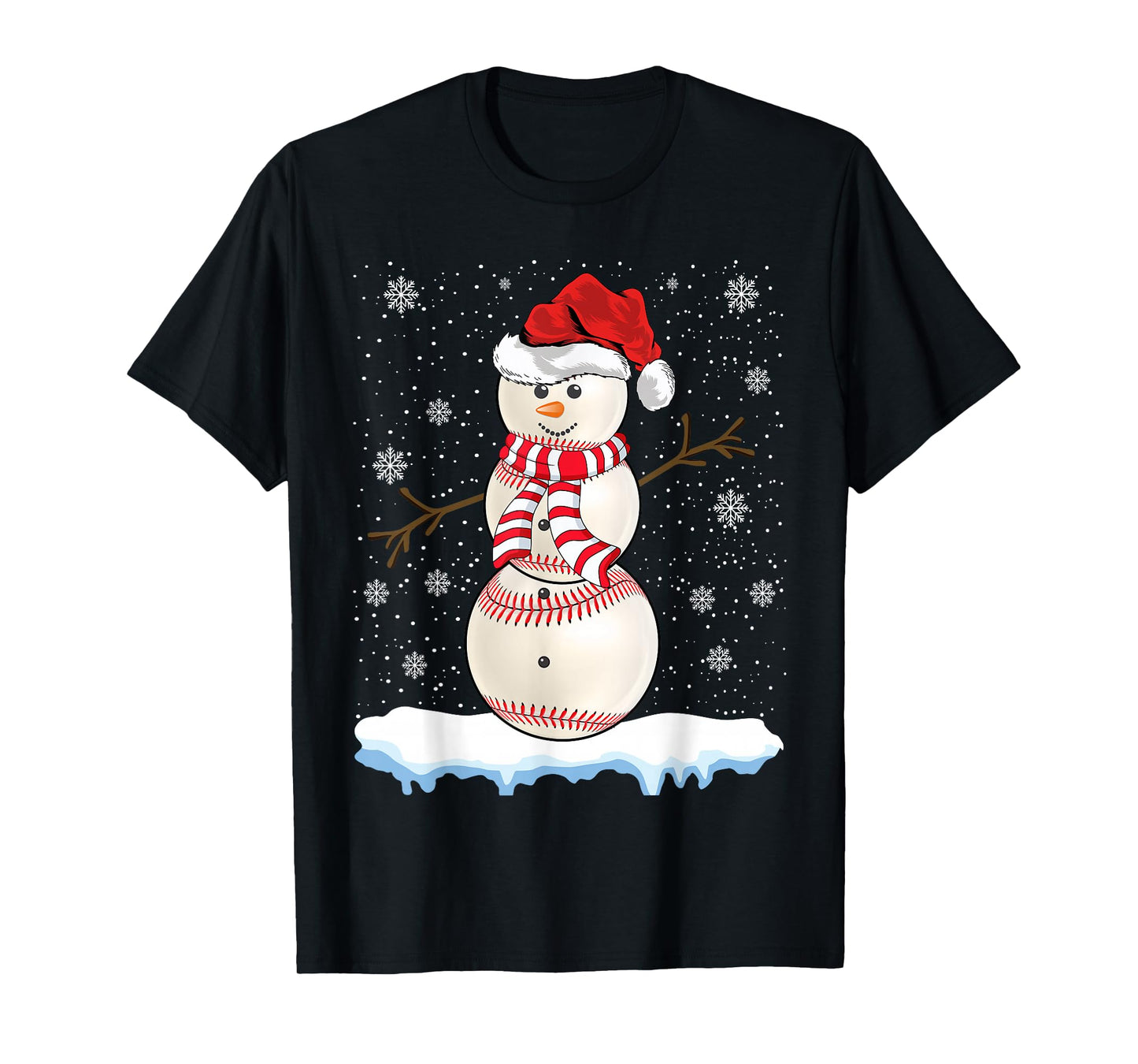 Baseball Snowman Costume Funny Baseball Player Christmas T-Shirt