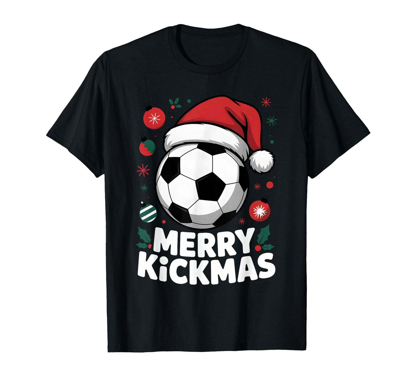 Merry Kickmas Christmas Santa Soccer Ball Graphic Kids Boys T-Shirt