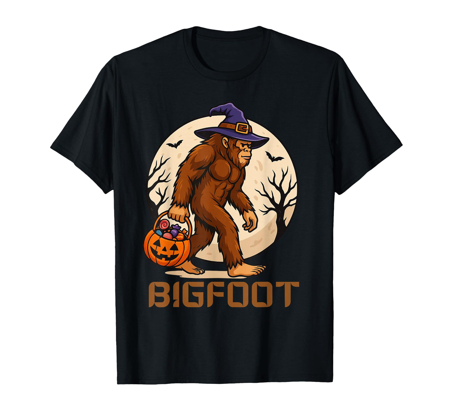 Funny Bigfoot Halloween Witch Hat Pumpkin Candy Costume T-Shirt