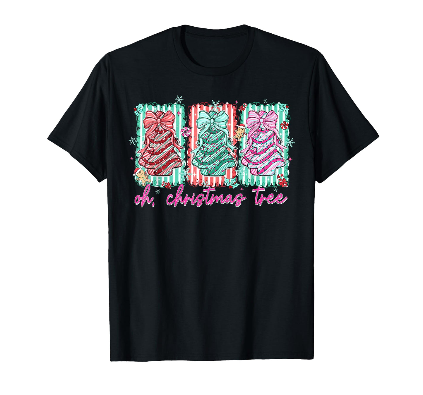 Oh Christmas Tree Xmas Coquette Bow Family Holiday Pajamas T-Shirt