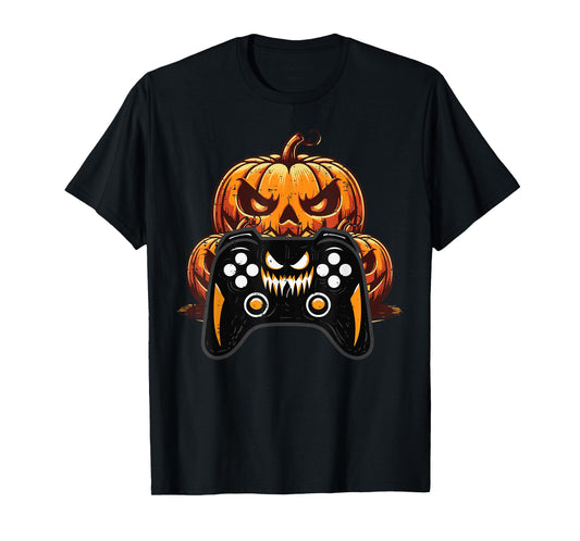 Gamer Video Game Pumpkin Halloween Men Boys Kids Teen Youth T-Shirt