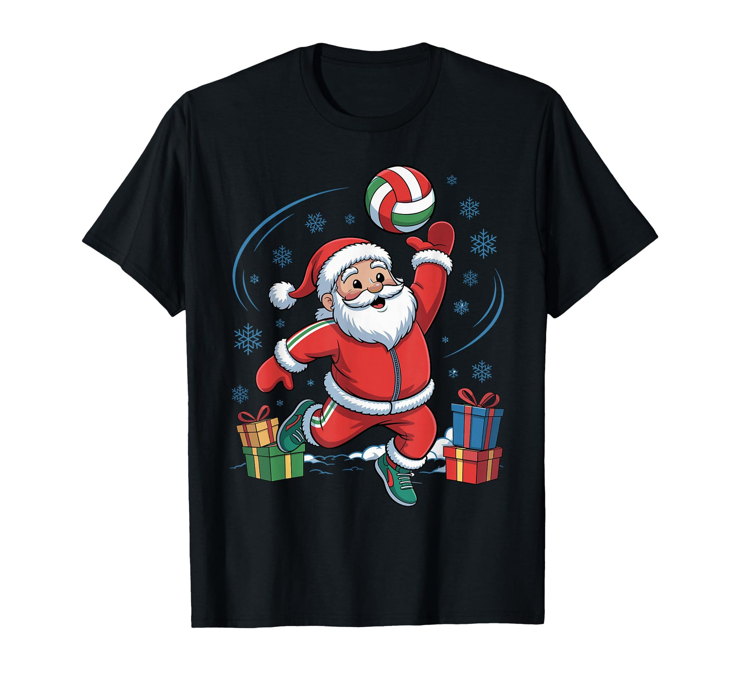 Funny Santa Playing Volleyball Holiday Christmas Xmas Pajama T-Shirt