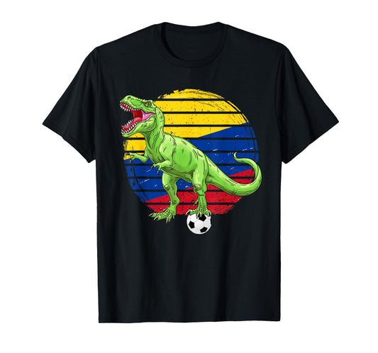 Soccer Dinosaur Trex Colombia Flag Boys Girls Toddler T-Shirt