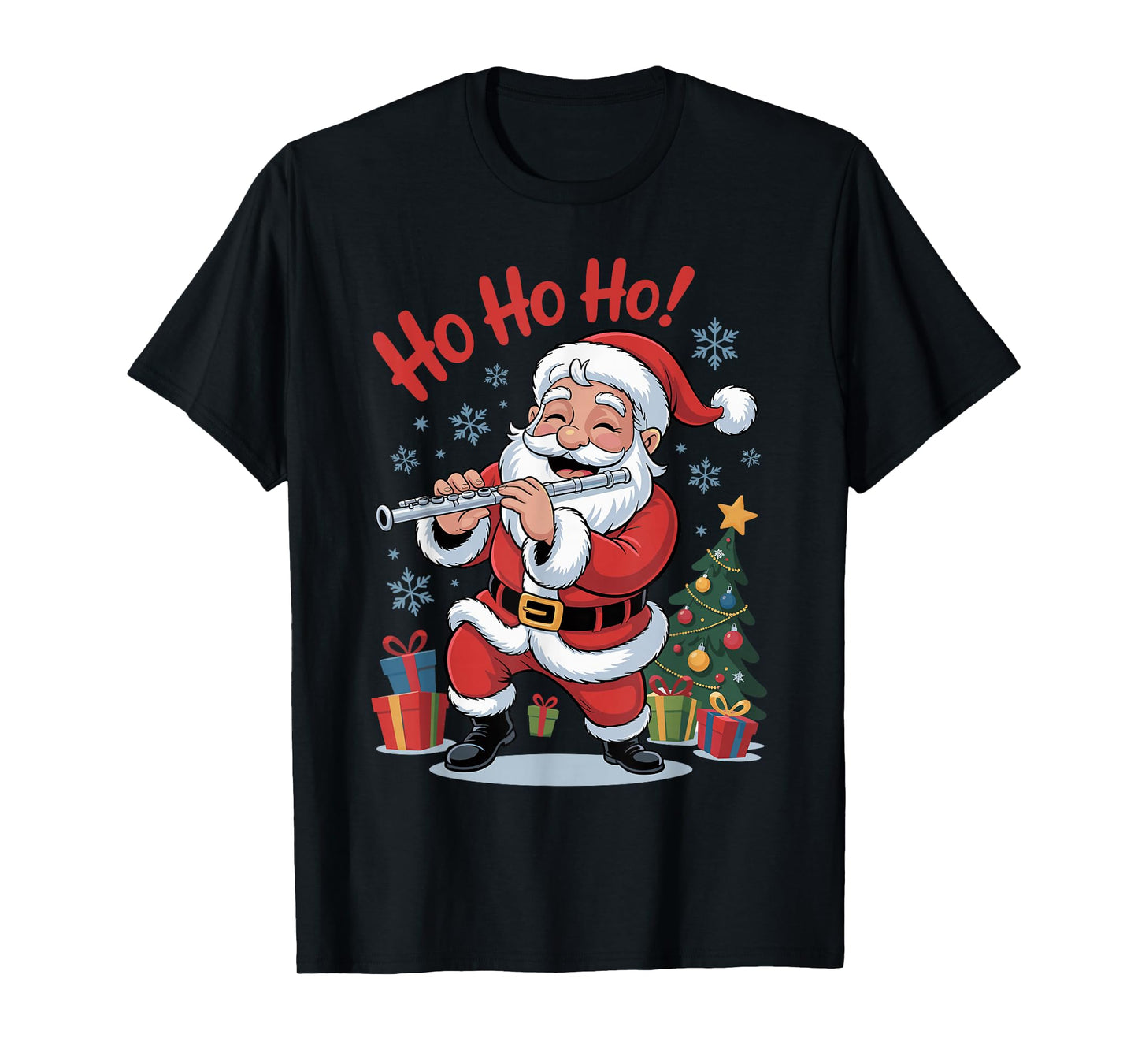 Funny Santa Playing Flute Holiday Chrismas Xmas Pajama T-Shirt