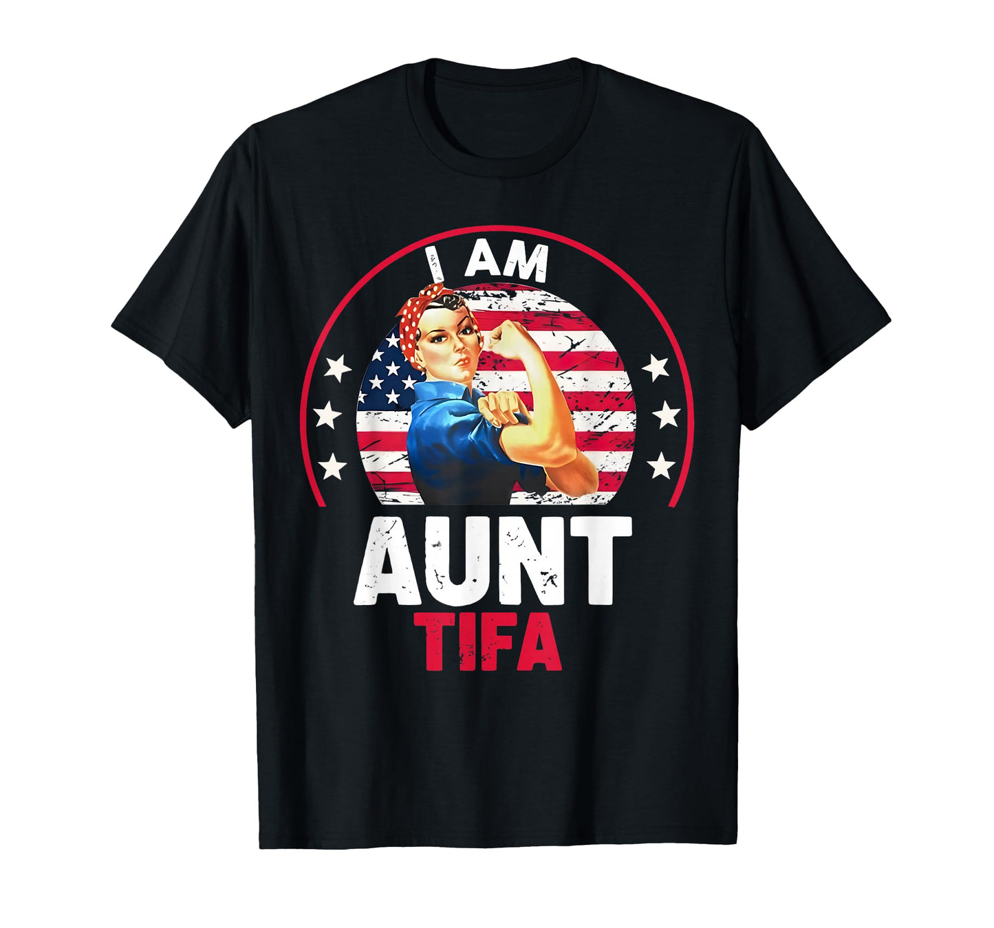 Vintage I Am Aunt Tifa Woman's Girl Aunt Tifa America Flag T-Shirt