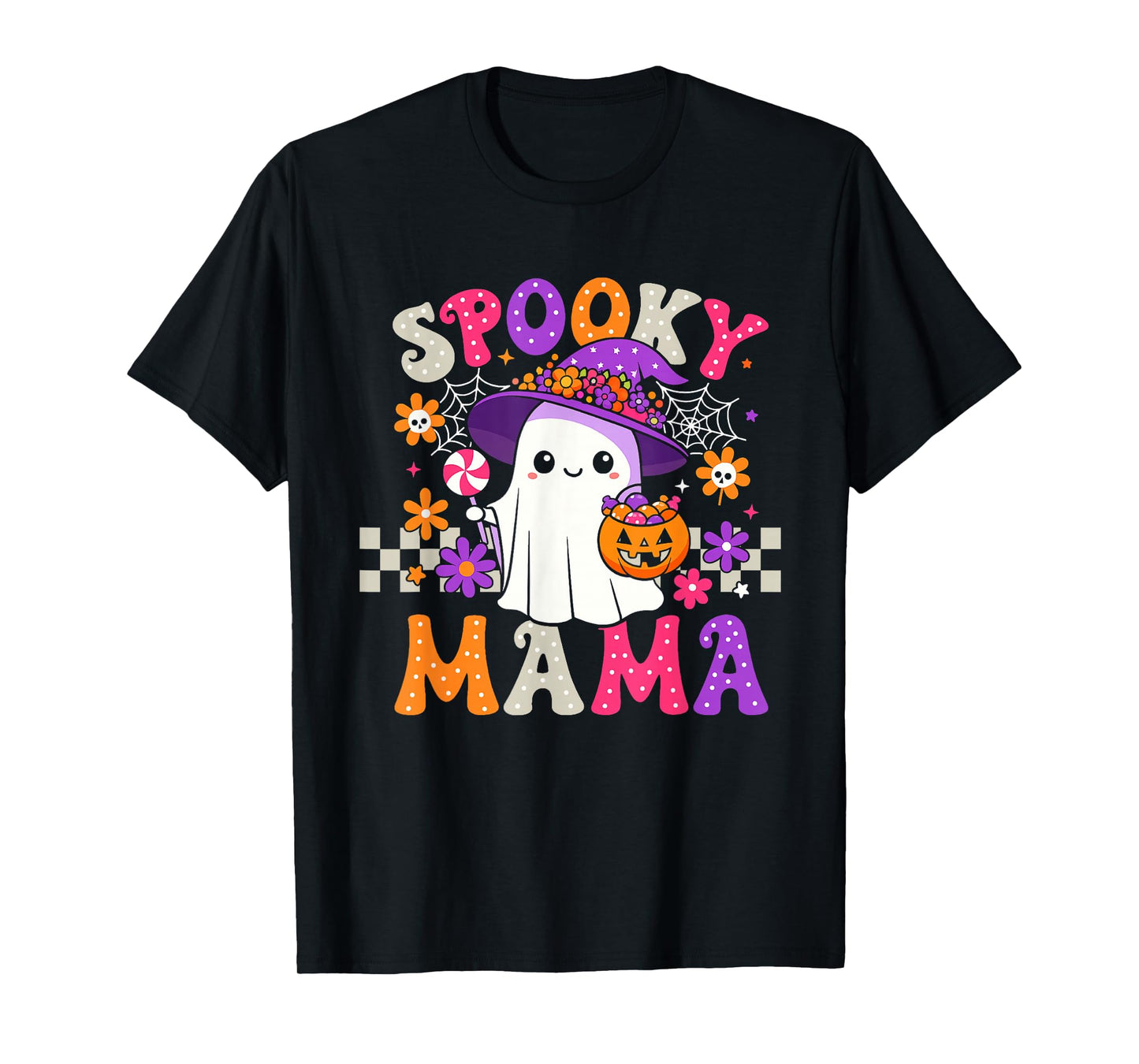 Spooky Mama Cute Ghost Halloween Mom Women T-Shirt