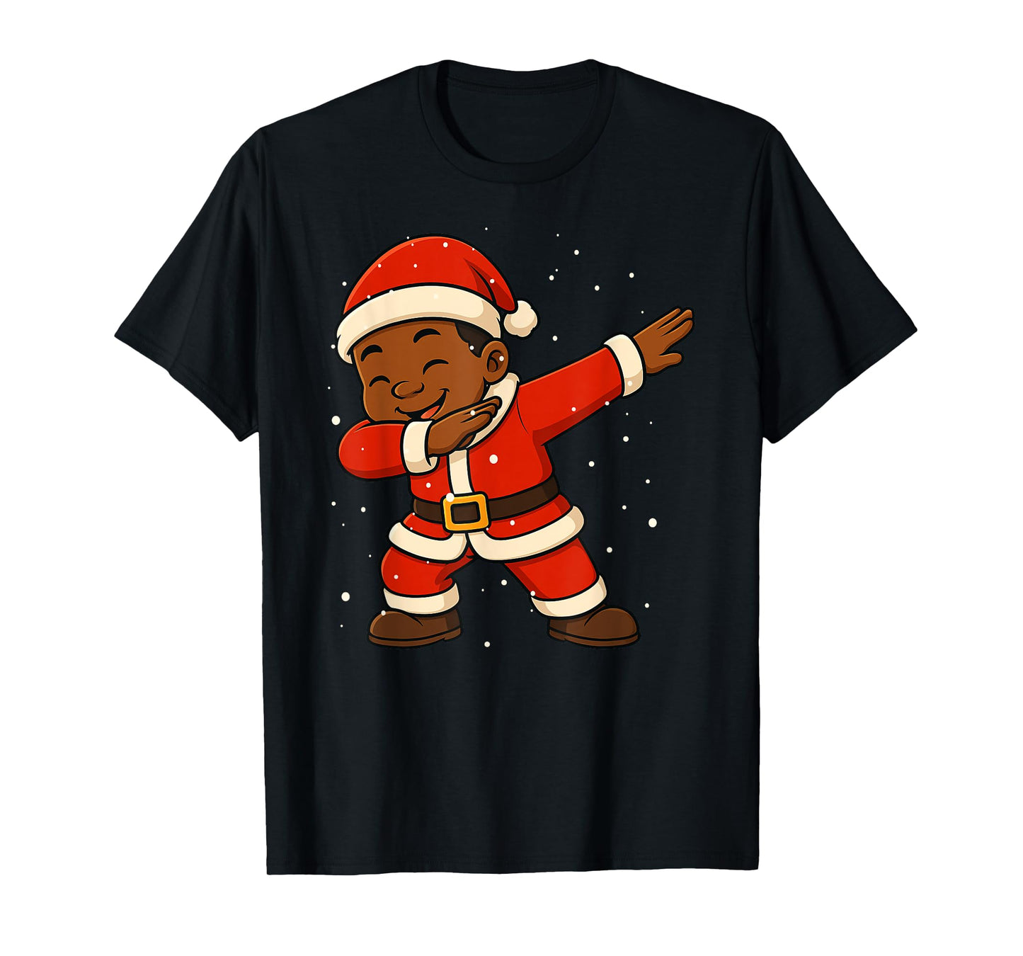 Funny Black Kid Santa Dabbing Merry Christmas Xmas Boys Girl T-Shirt