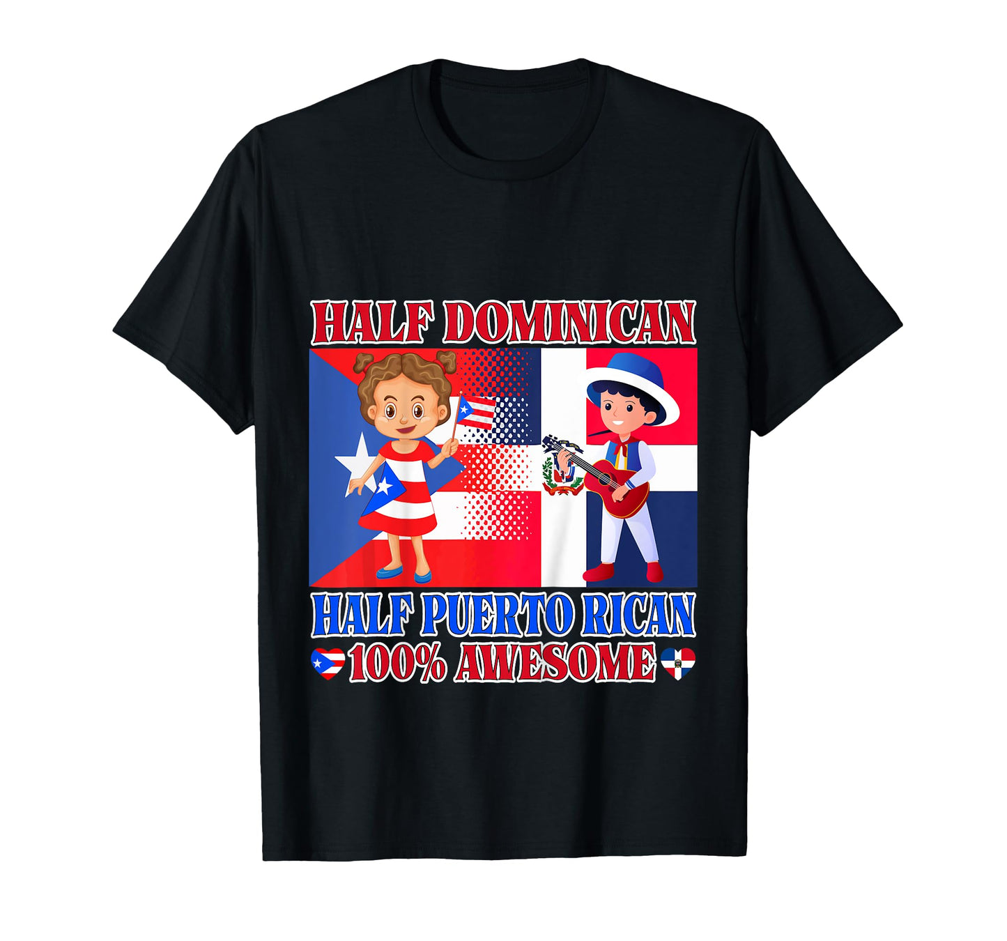 Half Puerto Rican Half Dominican Republic Flag Toddler Girls T-Shirt
