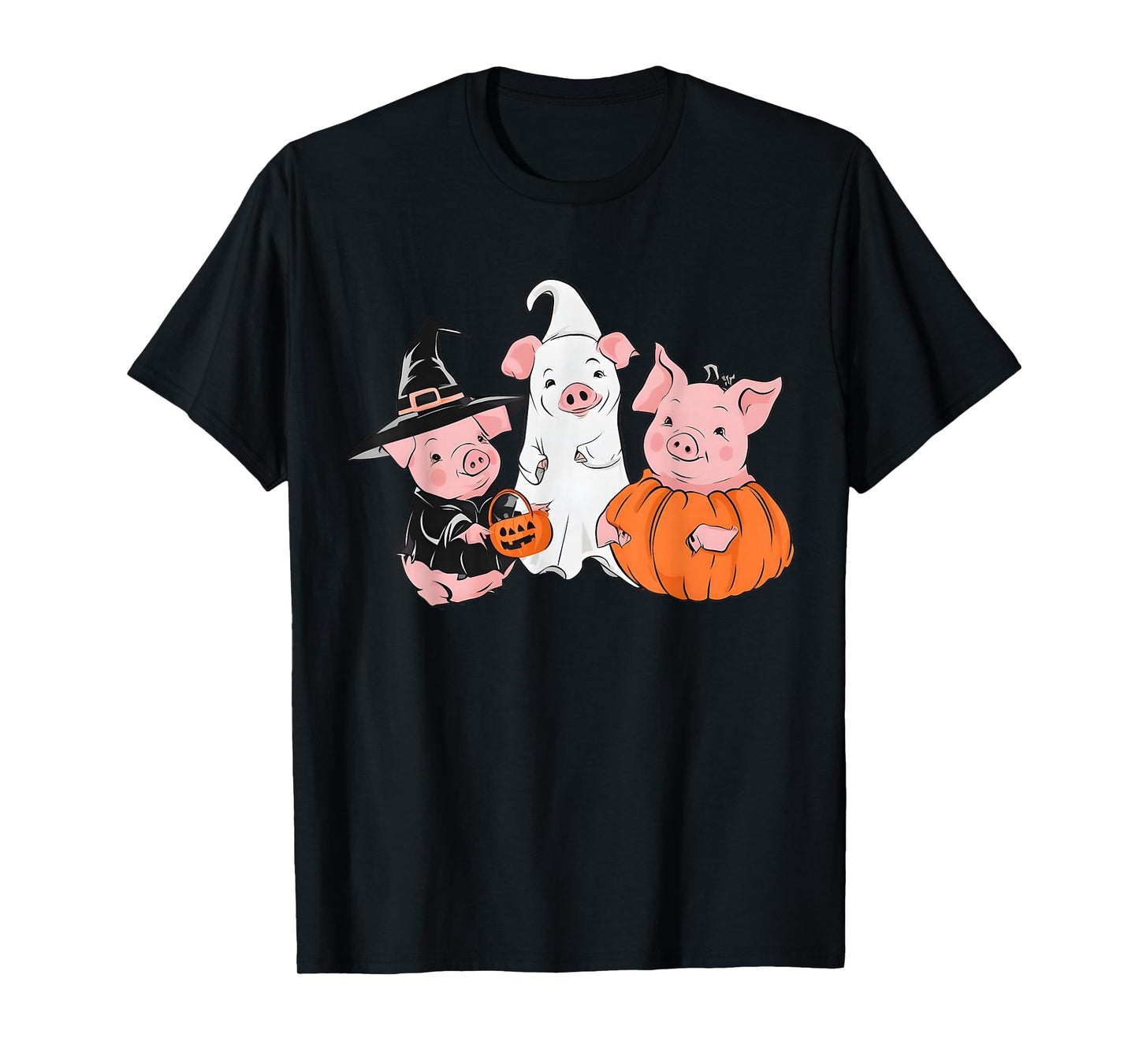 Pig Spooky Witch Boo Pumpkin Cute Pig Halloween Boys & Girls T-Shirt