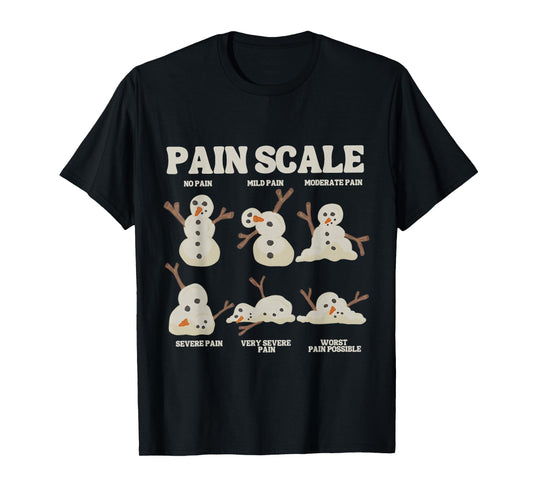 Pain Scale Snowman Funny Nurse Christmas ICU Nurse T-Shirt