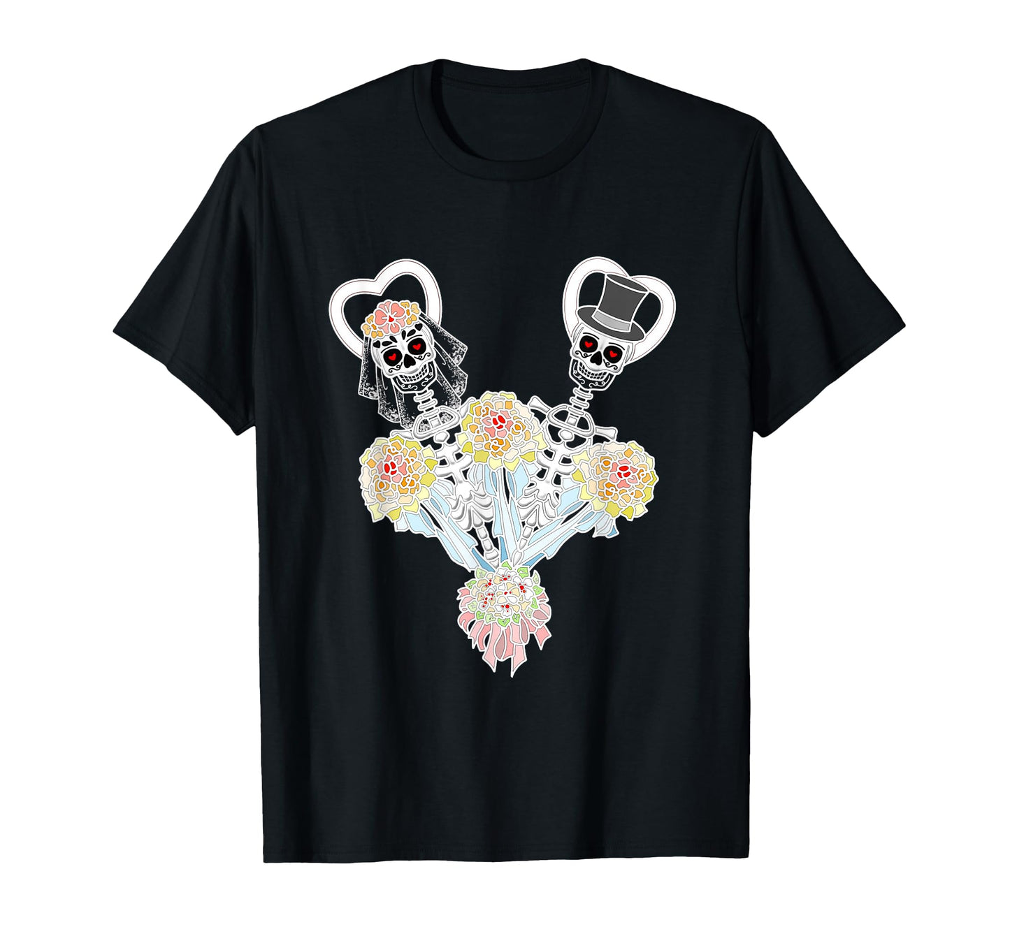Funny Halloween Skeleton Couple Bride and Groom T-Shirt