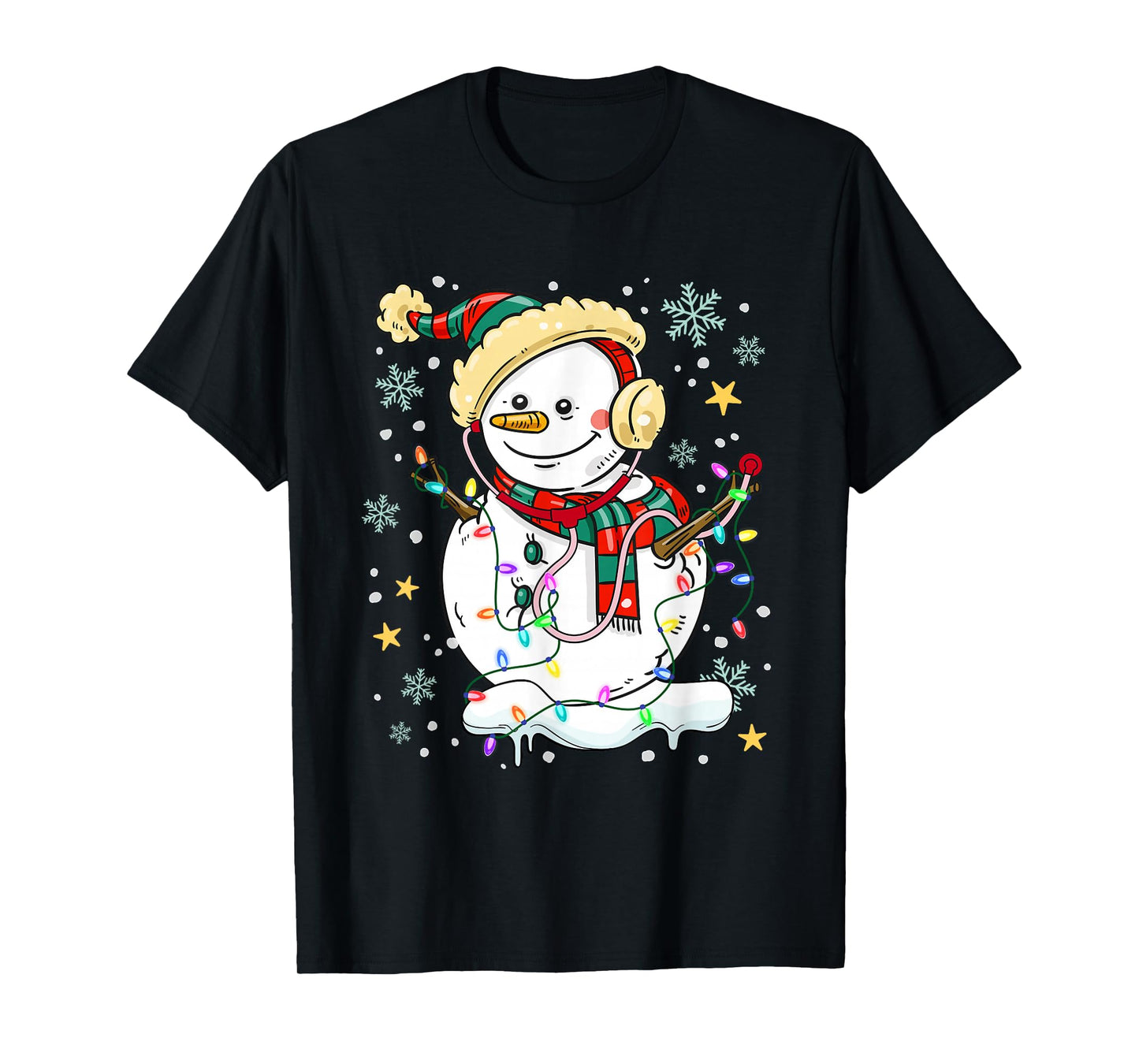 Snowman Nurse Christmas Snowman Lights Xmas Scrub Men Women T-Shirt