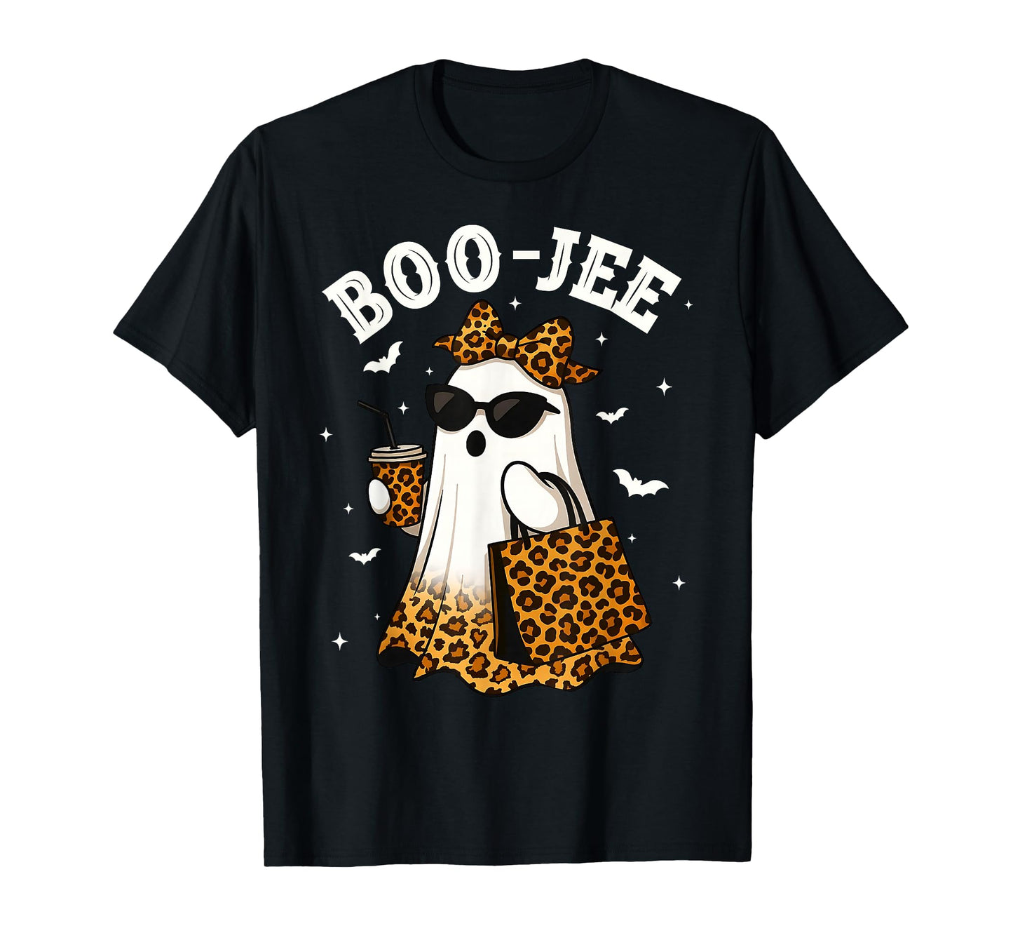 Coquette Leopard Boo-JEE Ghost Halloween Ghost Women Girls T-Shirt