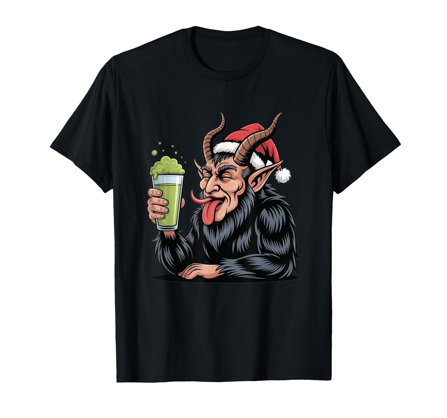 Evil Krampus Dark Santa Christmas Drinking Matcha Tea T-Shirt