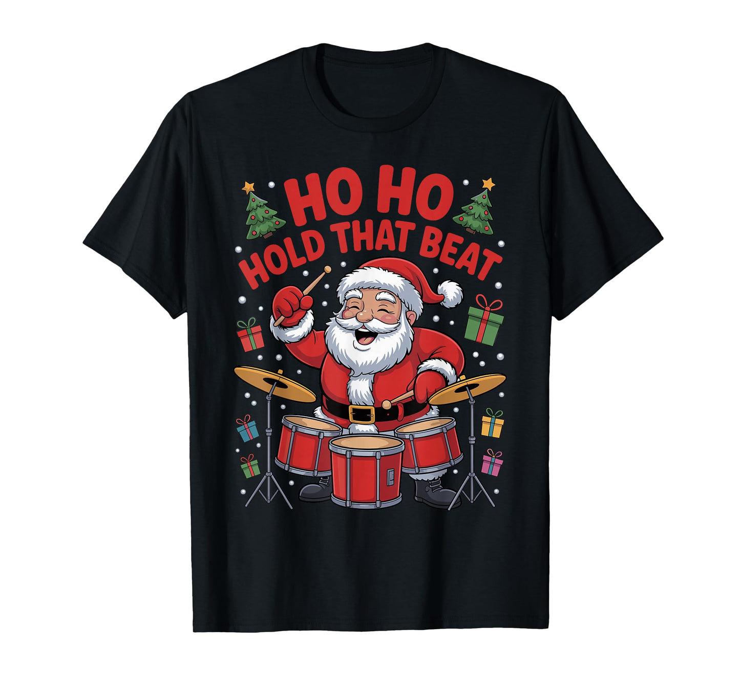 Funny Santa Playing Drums Holiday Chrismas Drummer Pajama T-Shirt