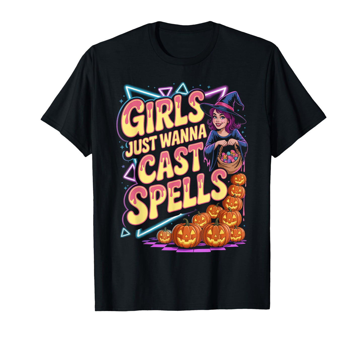 Retro 80s 90s Funny Cast Spells Halloween T-Shirt