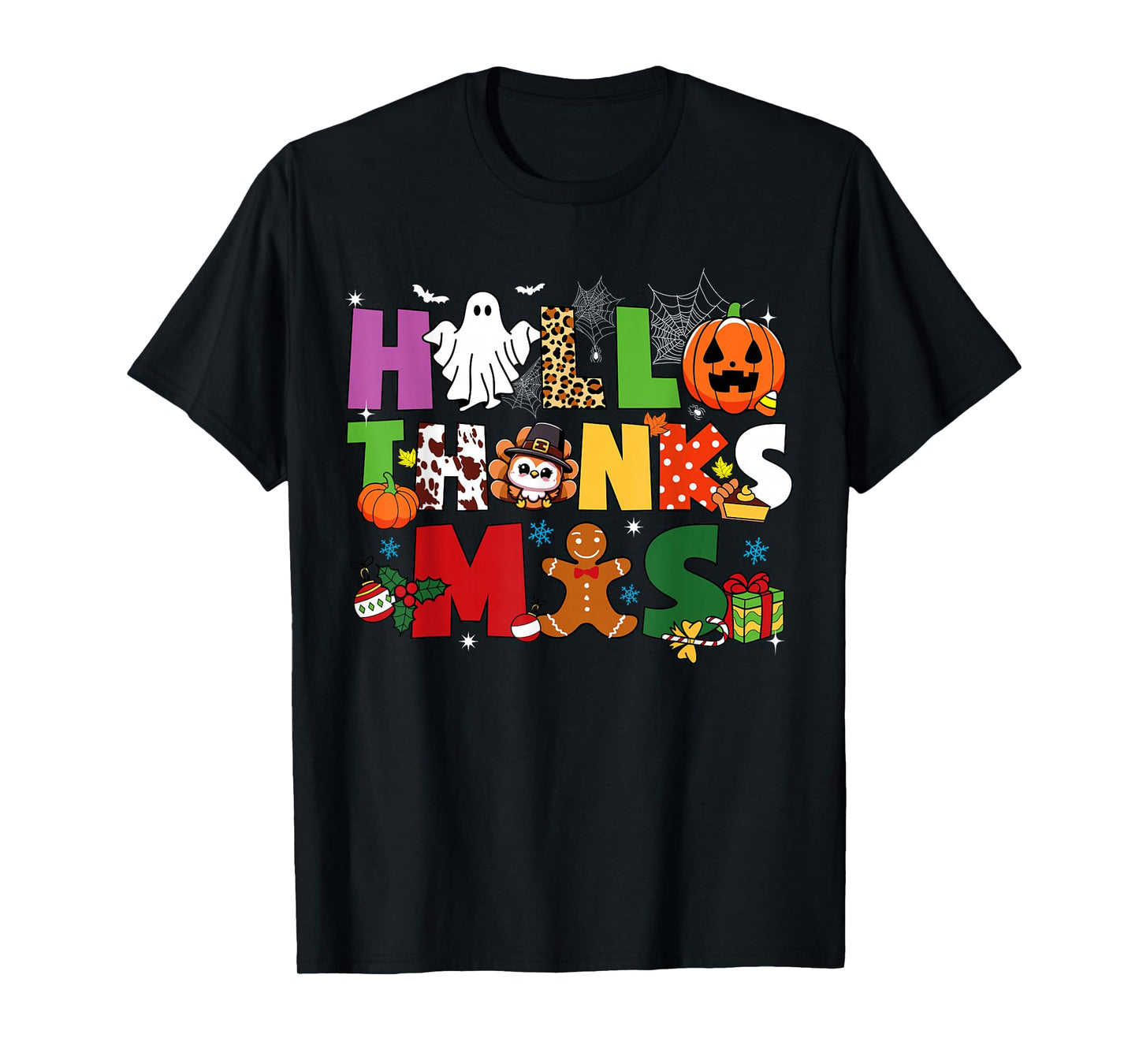 Happy Hallothanksmas Halloween Thanksgiving Christmas Day T-Shirt
