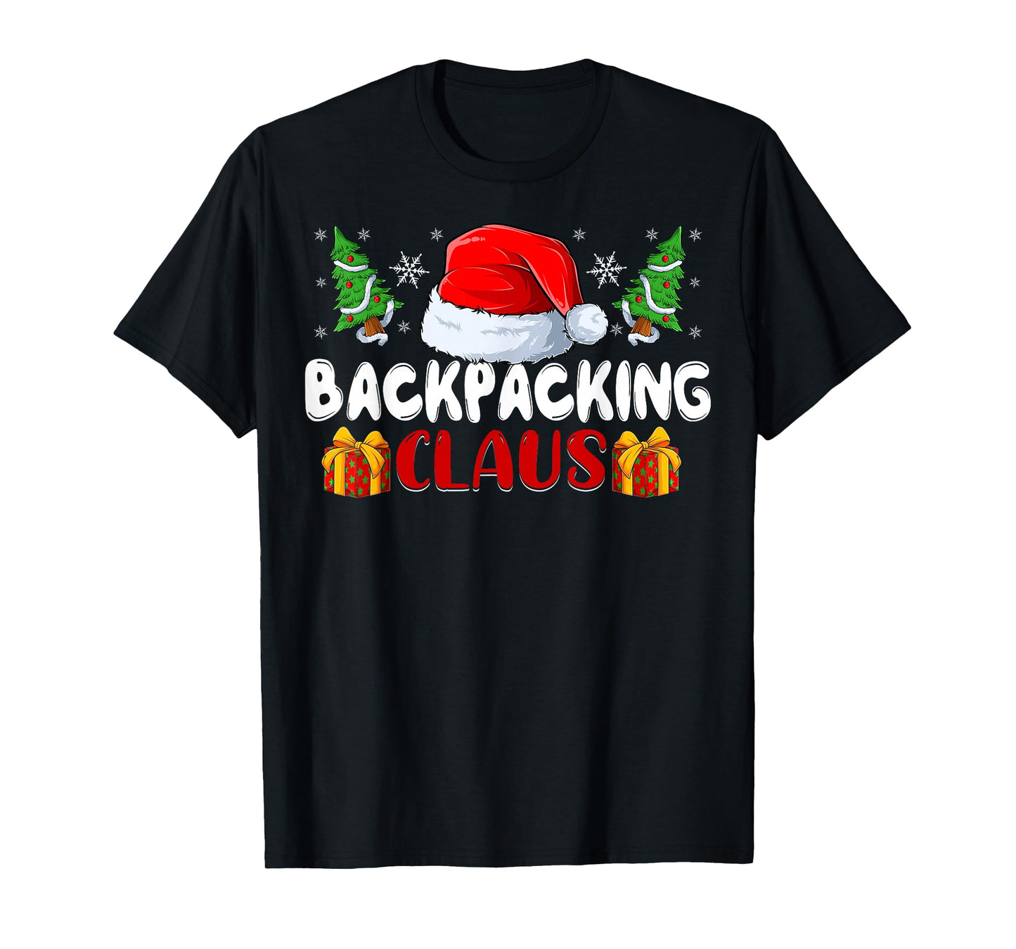 Backpacking Claus - Outdoor Camping Santa Hat Christmas T-Shirt