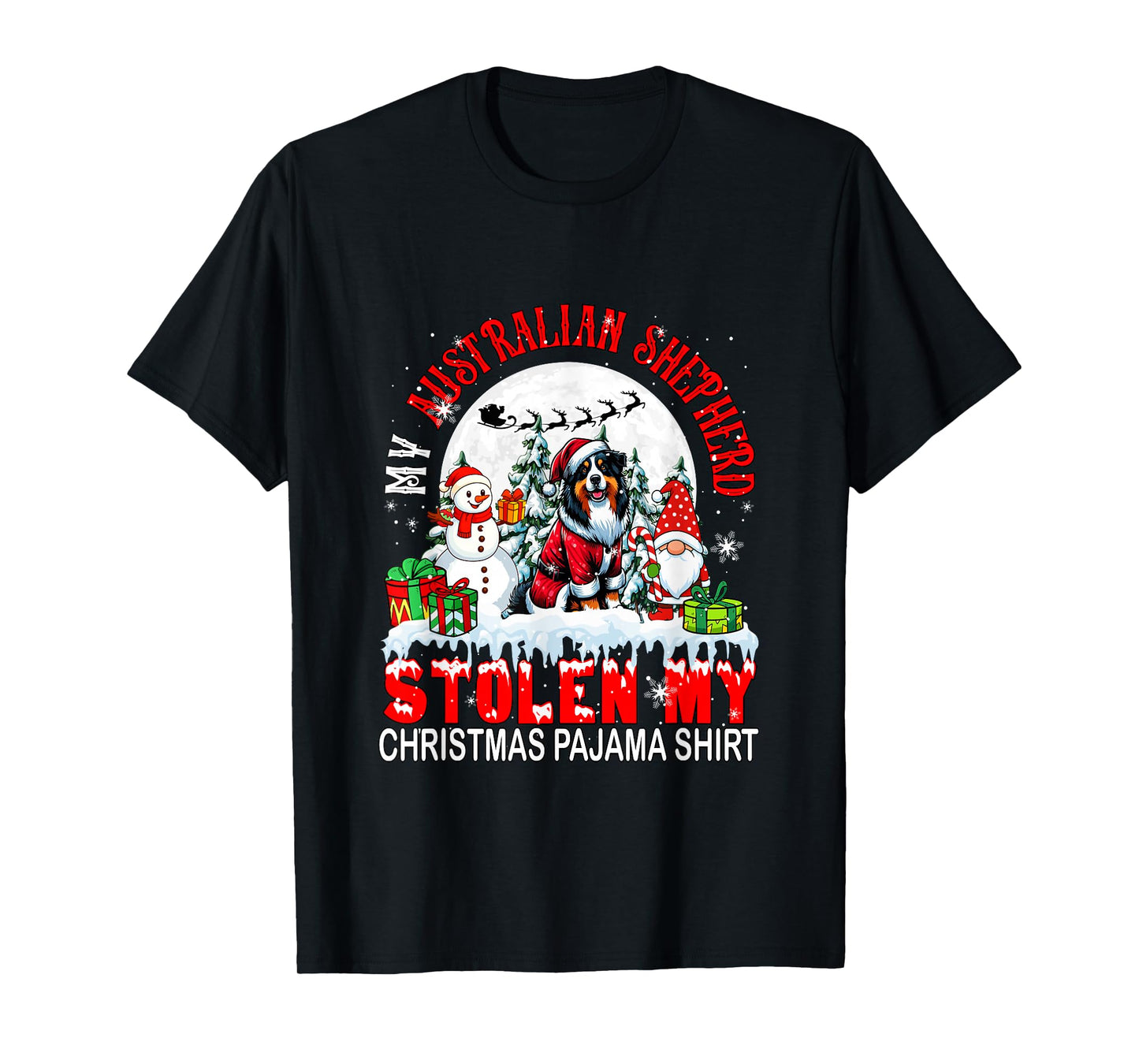 Australian Shepherd Stolen Christmas Pajama Shirt Santa Dog T-Shirt
