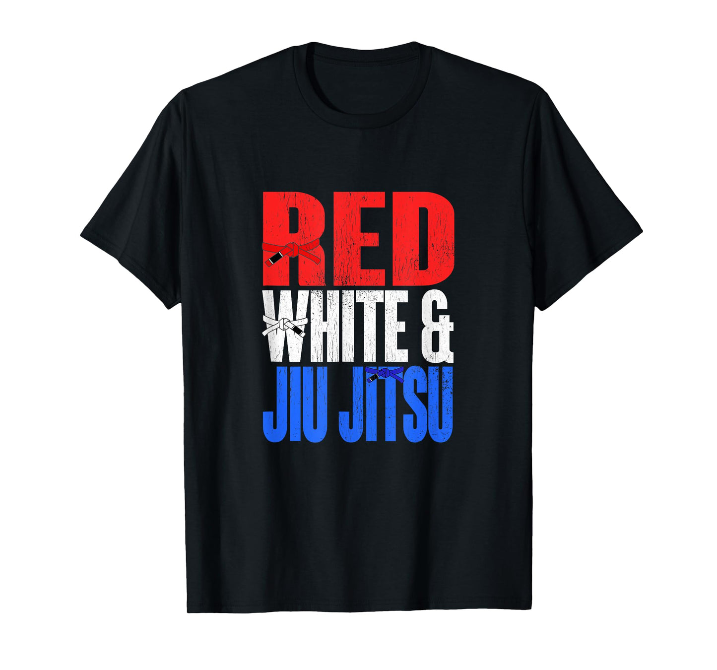 Red White and Jiu Jitsu Belt Patriotic Flag USA T-Shirt