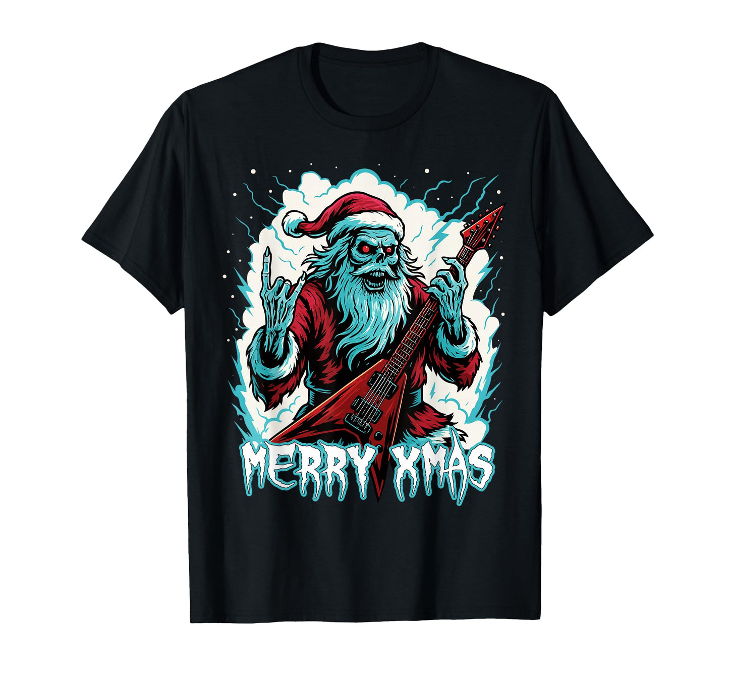 Hail Santa Pagan Happy Solstice Gothic Christmas Guitar T-Shirt