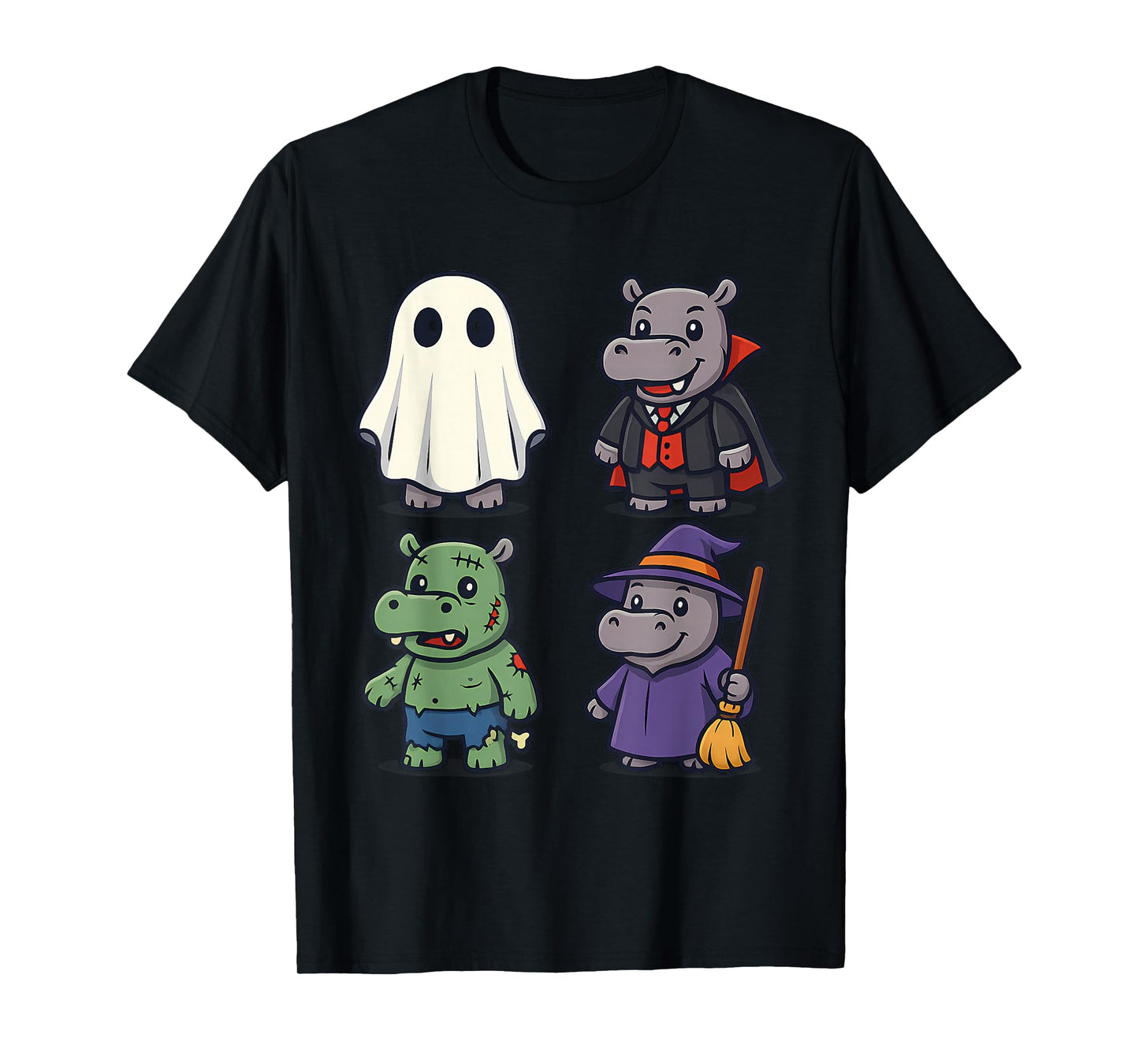 Cool Hippo Ghost Witch Zombie Halloween Costume Girls Boys T-Shirt