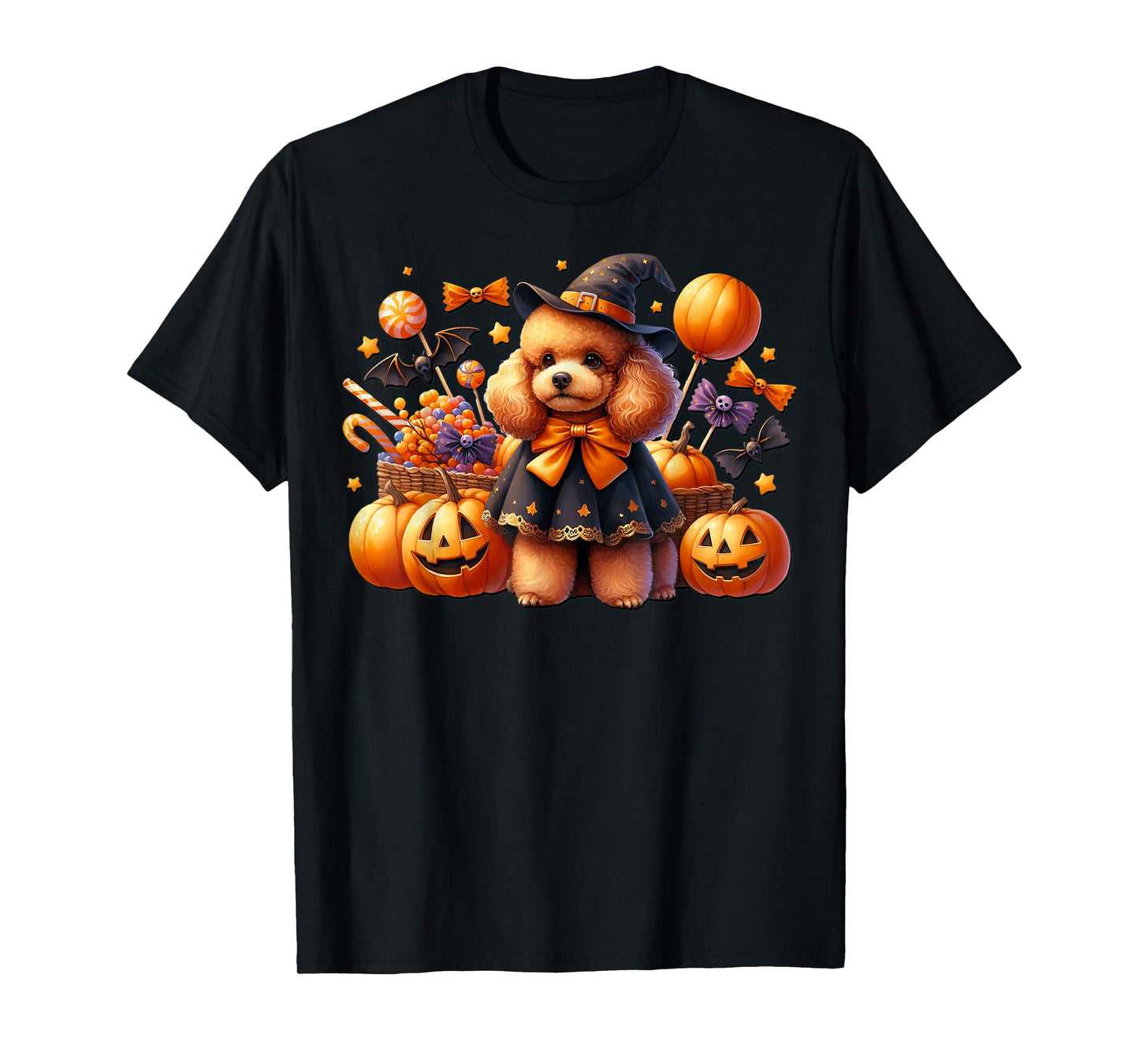 Halloween Puppy in Toy Poodle Witch Costume for Dog Mom T-Shirt