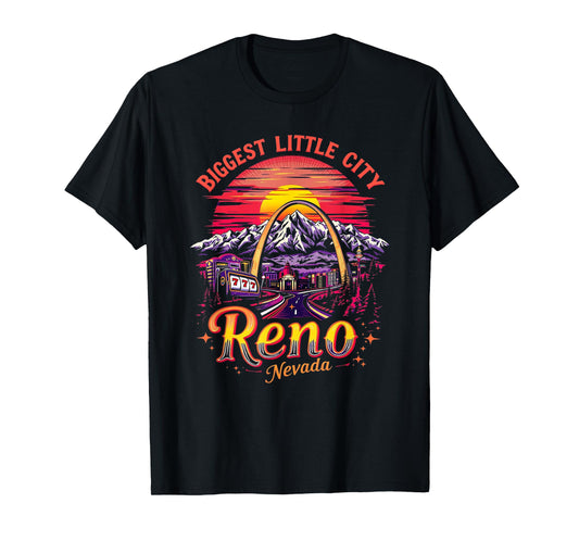 Vintage Reno Nevada Sunset Skyline Cityscape T-Shirt
