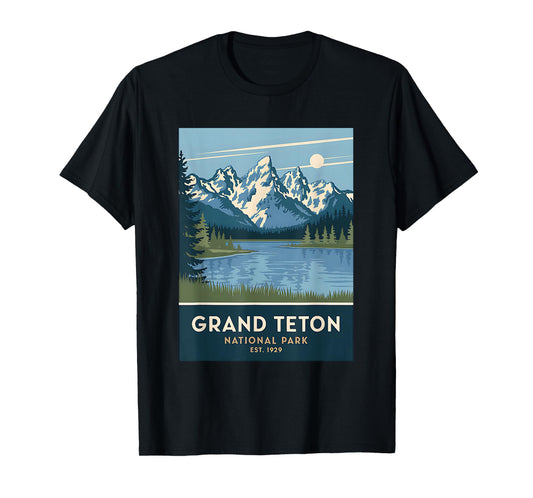 Grand Teton National Park Vintage Camping Hiking Men Women T-Shirt