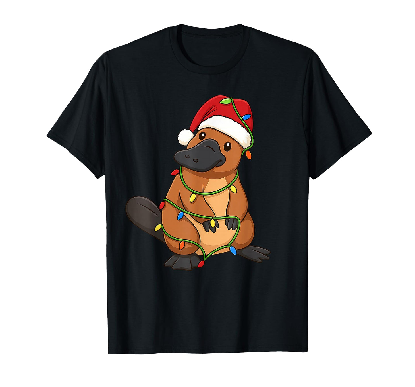 Platypus Christmas Tree Lights Holiday Animal Lover T-Shirt
