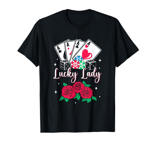 Lucky Lady Poker Player Gambling Casino Design Women T-Shirt