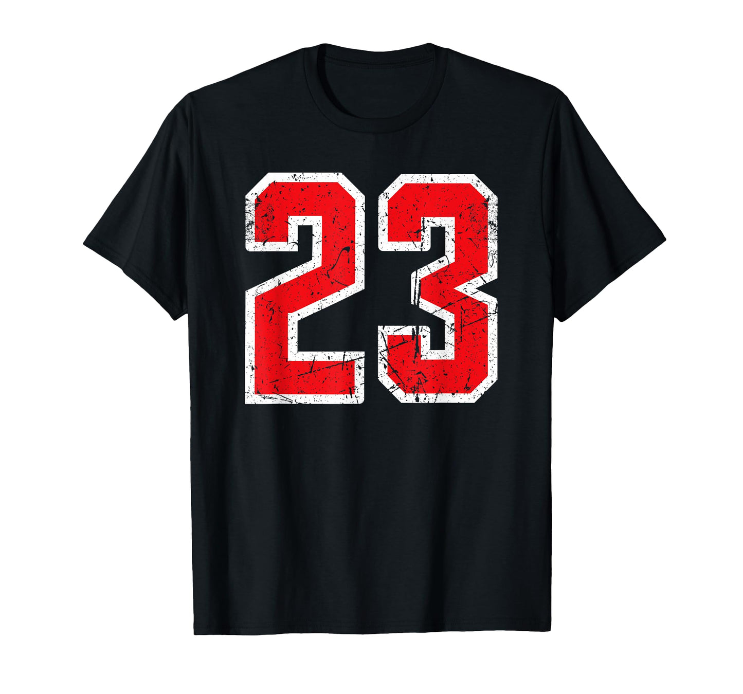 Number #23 White Red Vintage Varsity Number T-Shirt