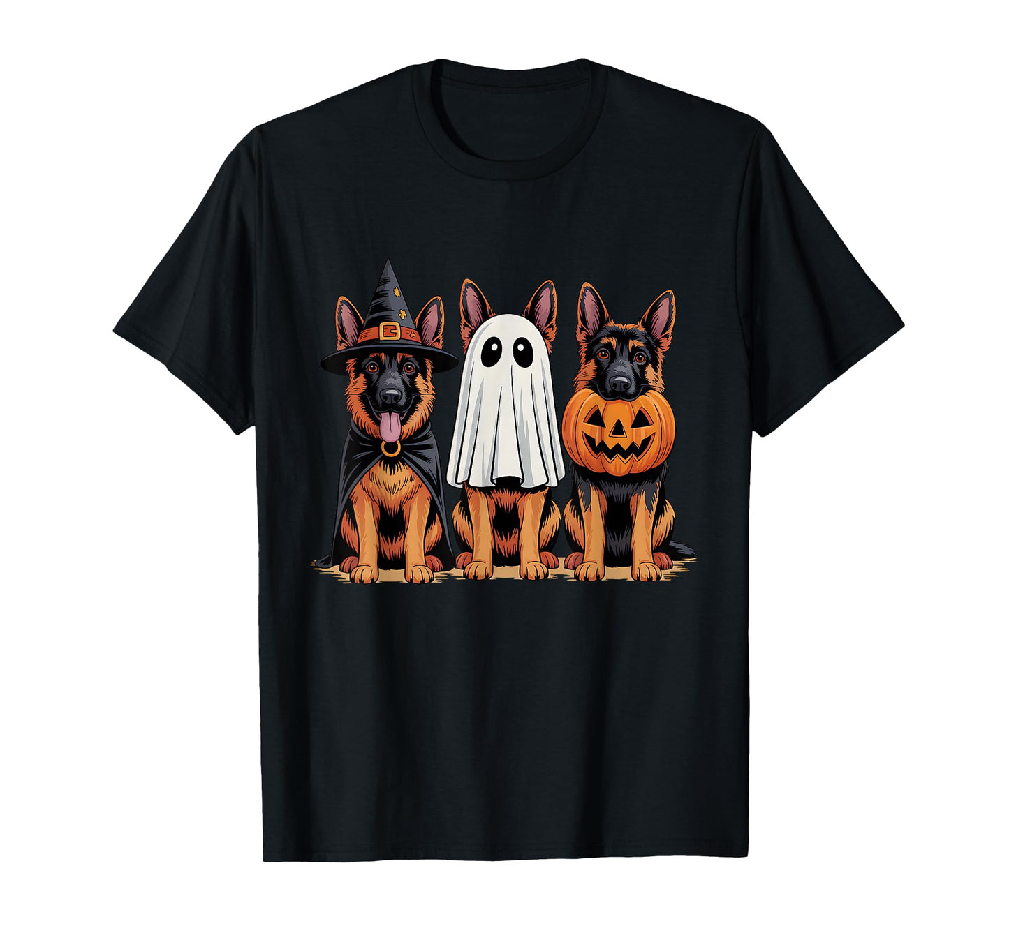 German Shepherd Halloween Funny Dog Lover Pumpkin Witch T-Shirt