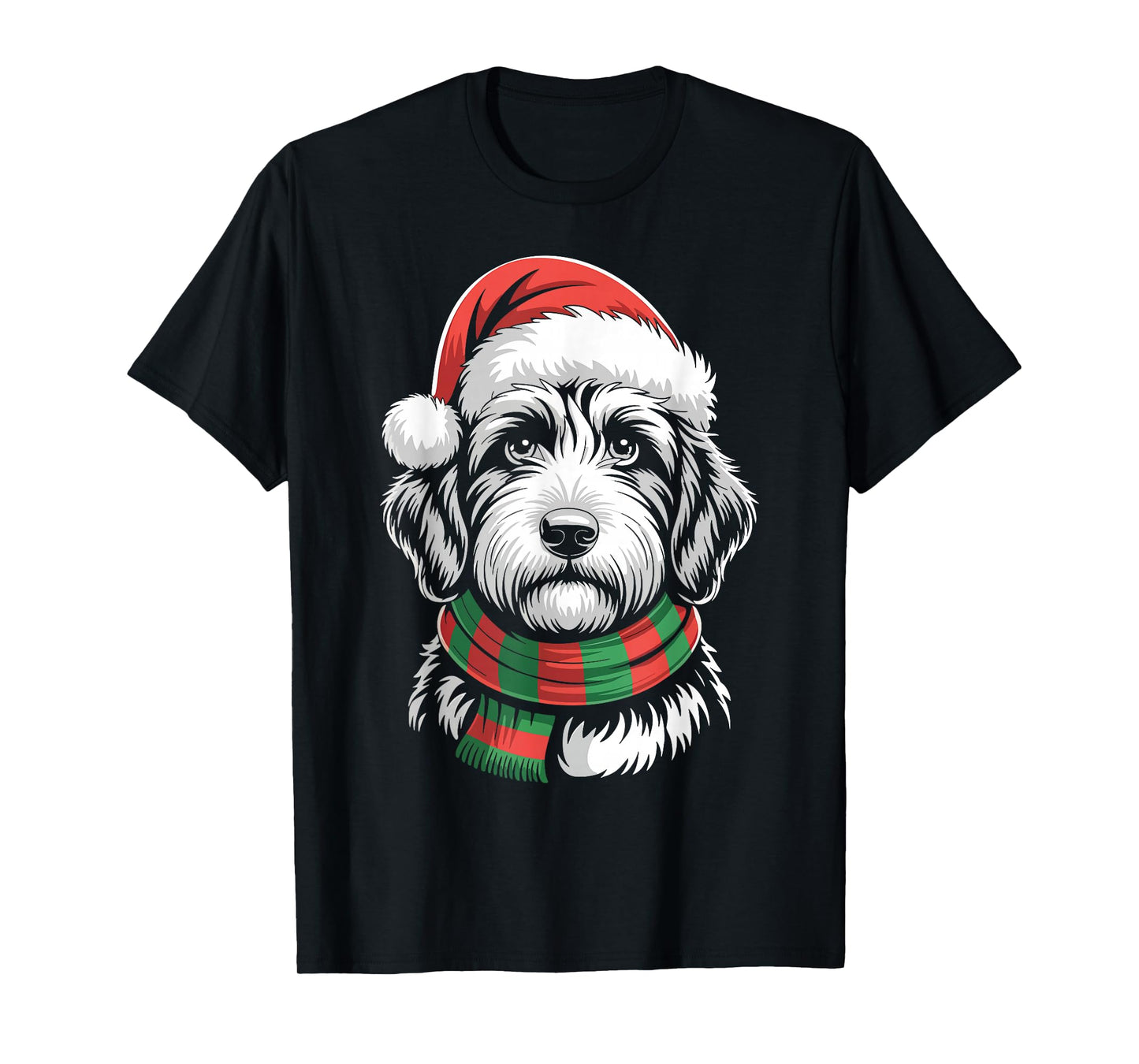 Labradoodle Dog Xmas Santa Hat Scarf Christmas Costume T-Shirt